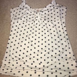 Cream and black polka dot top